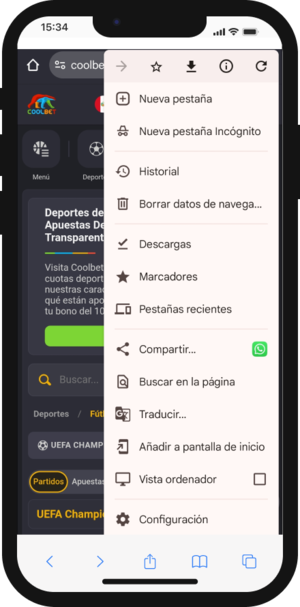 coolbet peru app pantalla de inicio.